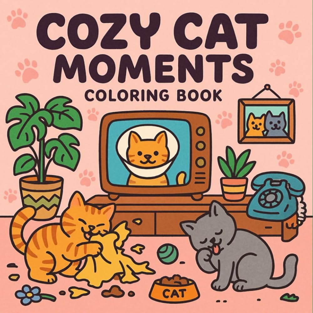 Cozy Cat Moments: A Cozy & Cute Cat Coloring Book For Adults And Teens