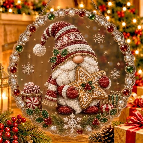 Christmas Pearl Diamond Painting Suncatcher Kit, DIY Acrylic Hanging Decor