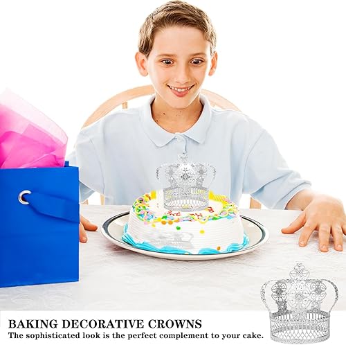 Miniatura 6 de Crown King - Decoración para tartas, postres, bodas, cumpleaños, temática de príncipe, suministros de fiesta de baby shower, color plateado