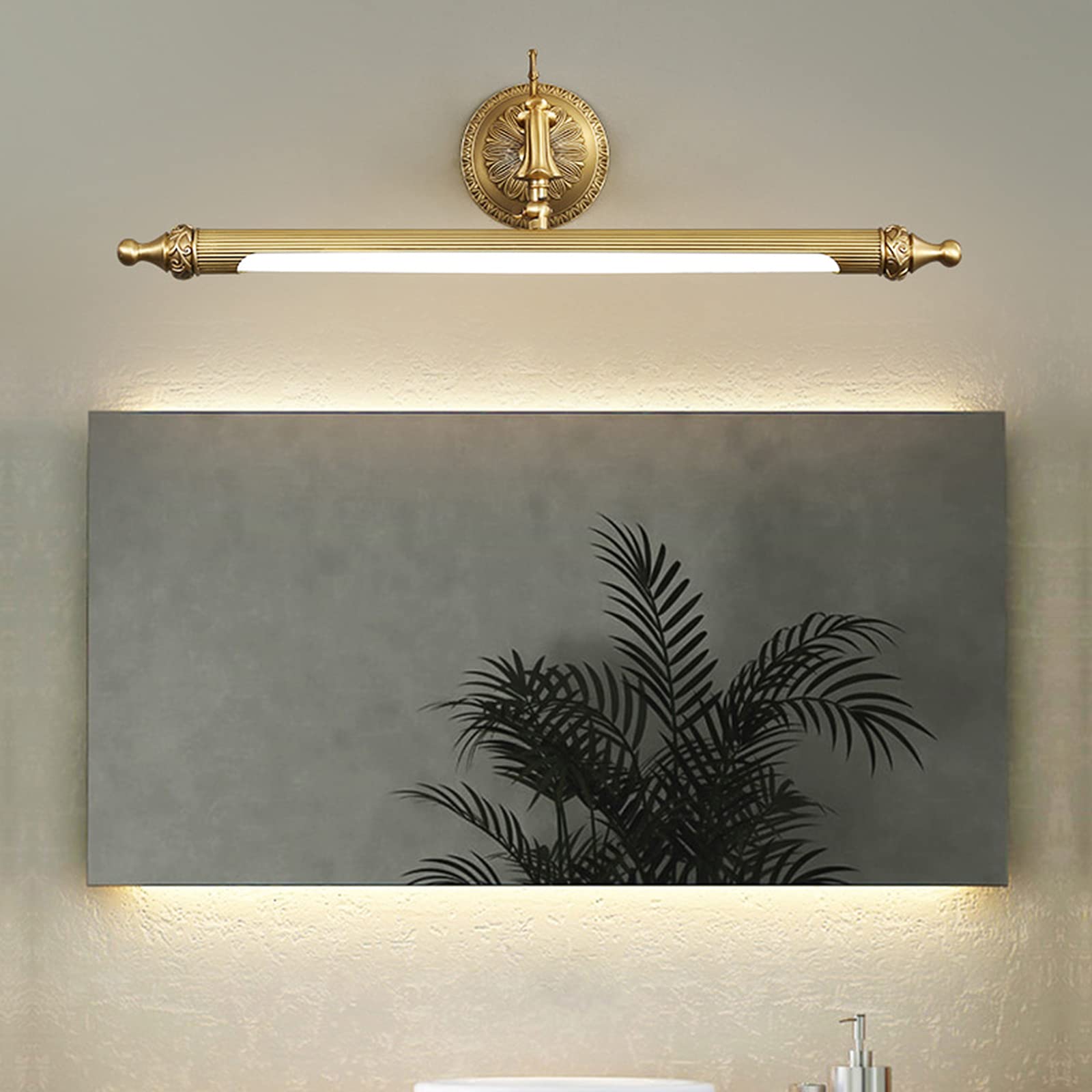 Lampa łazienkowa retro lustro LED z wtyczką i kablem, vintage mosiężna lampa łazienkowa z przełącznikiem Antyczna lampa ścienna łazienkowa IP44 regulowana lampa do makijażu toaletowego 3000K