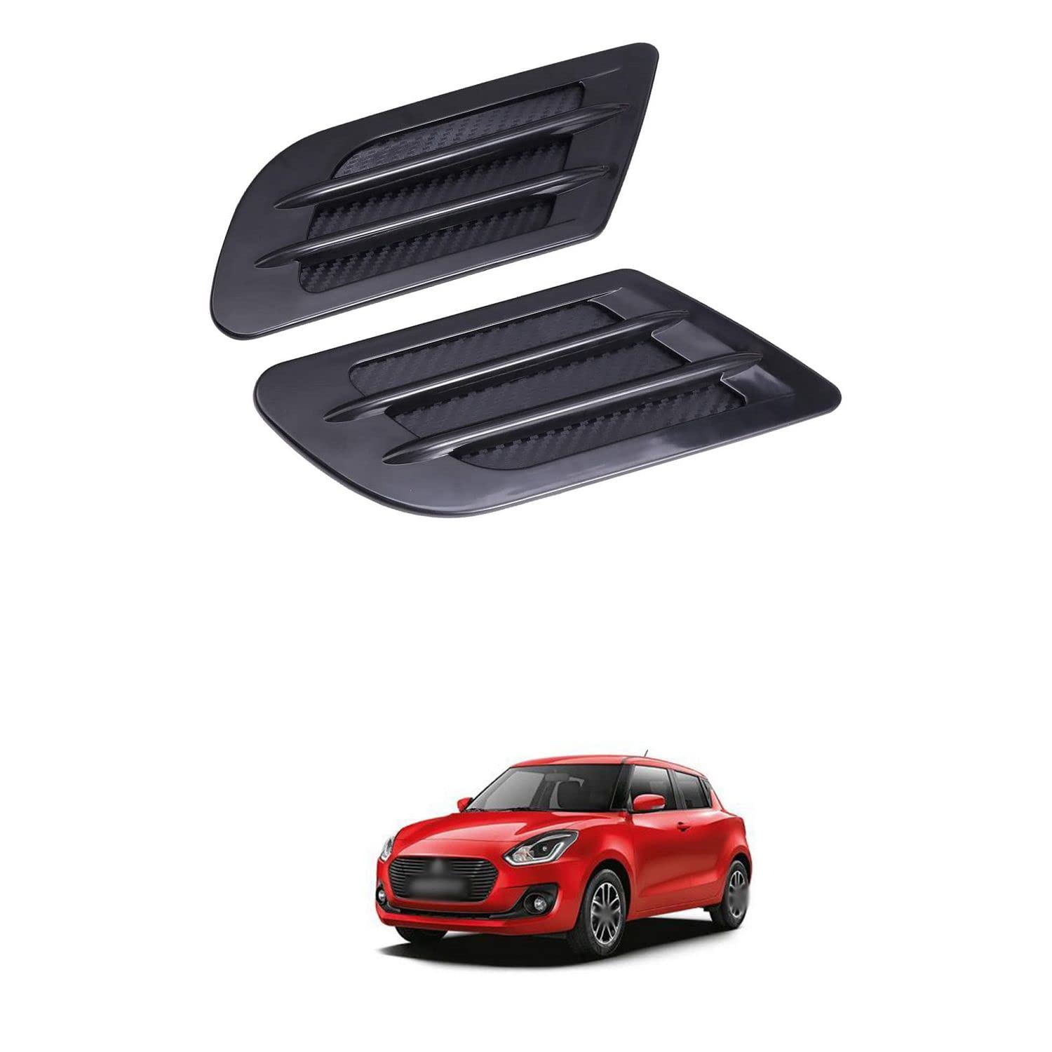 PRIKNIK Air Flow Car Fender Side Duct Sporty Racing Fender Look Vent Air Flow Car Decorative Sticker Compatible with S-wift D-zire New