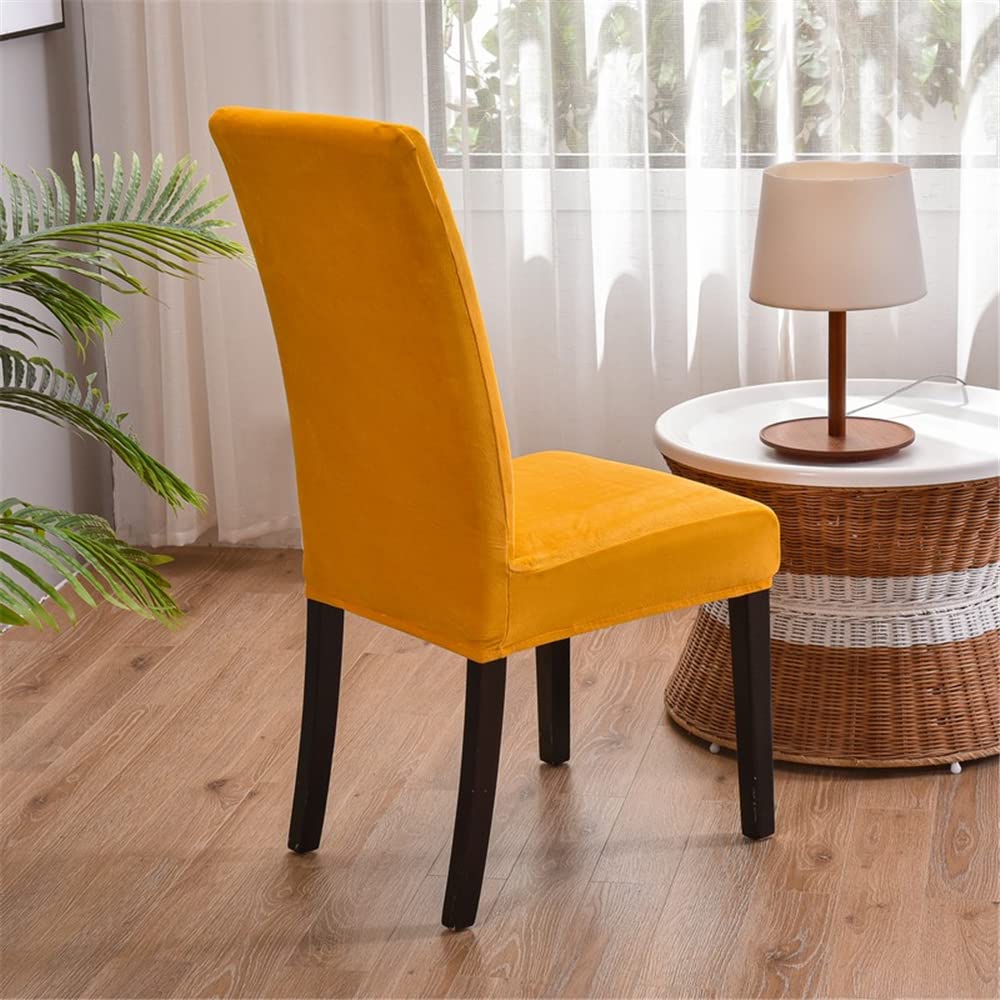 Set di 10 coprisedili in velluto di lusso per sedie con schienale alto, tessuto elasticizzato in elastan, sfoderabile e lavabile, protezione per sedia da pranzo, colore oro solido