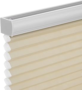 Changshade Cordless Cellular Shades,Light Filtering Honeycomb Shades for Windows,Pull Down Pleated Blinds,Easy to Install for Indoor Windows and French Doors,Beige,19" W x 36" H