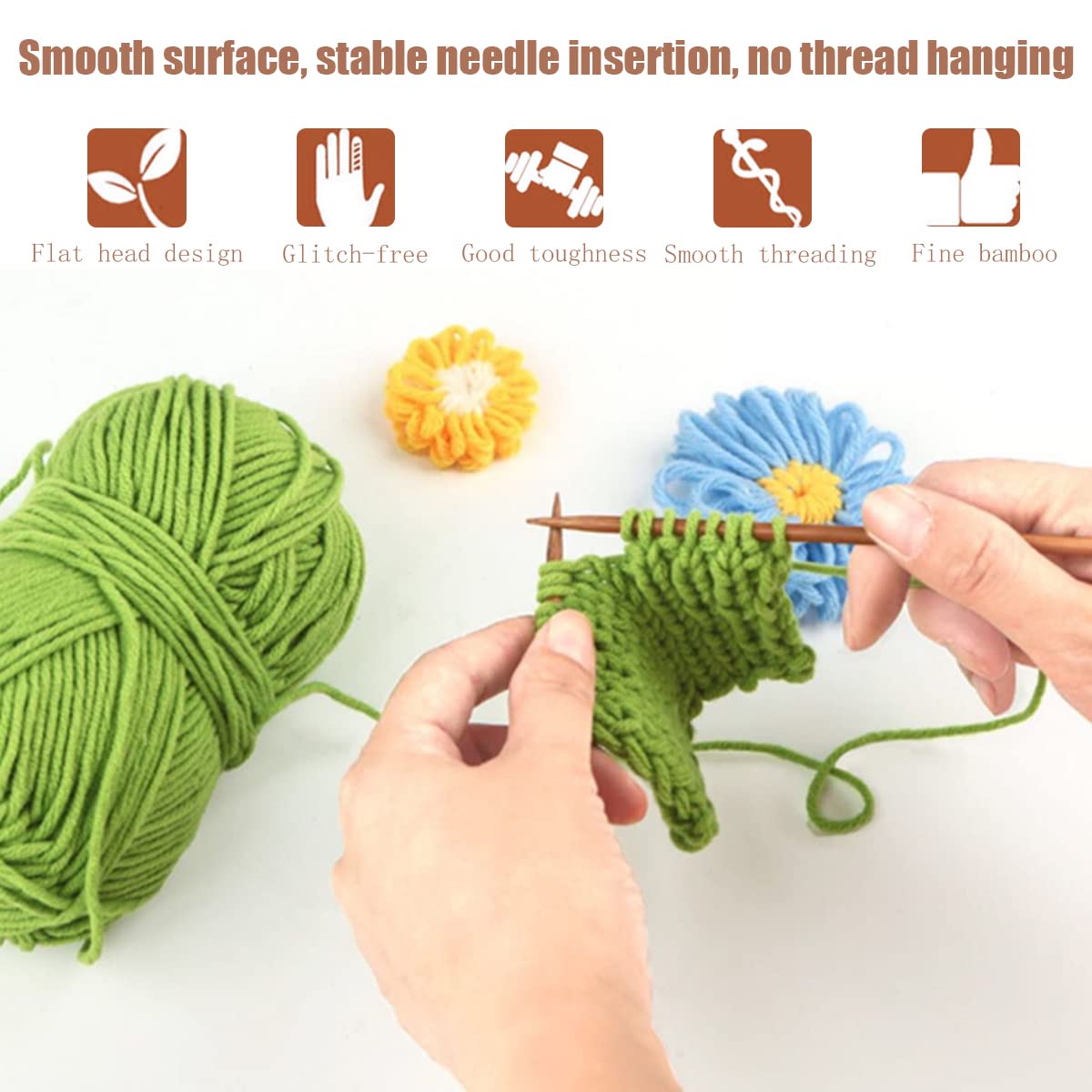 Stricknadel Bambus Set 15 Gren (75 STK.) Nadelspiel Set,Stricknadeln fr  Socken,Stricknadeln Set 2 mm-10 mm mit Stricken Zubehr : Amazon.de: Kche,  Haushalt & Wohnen