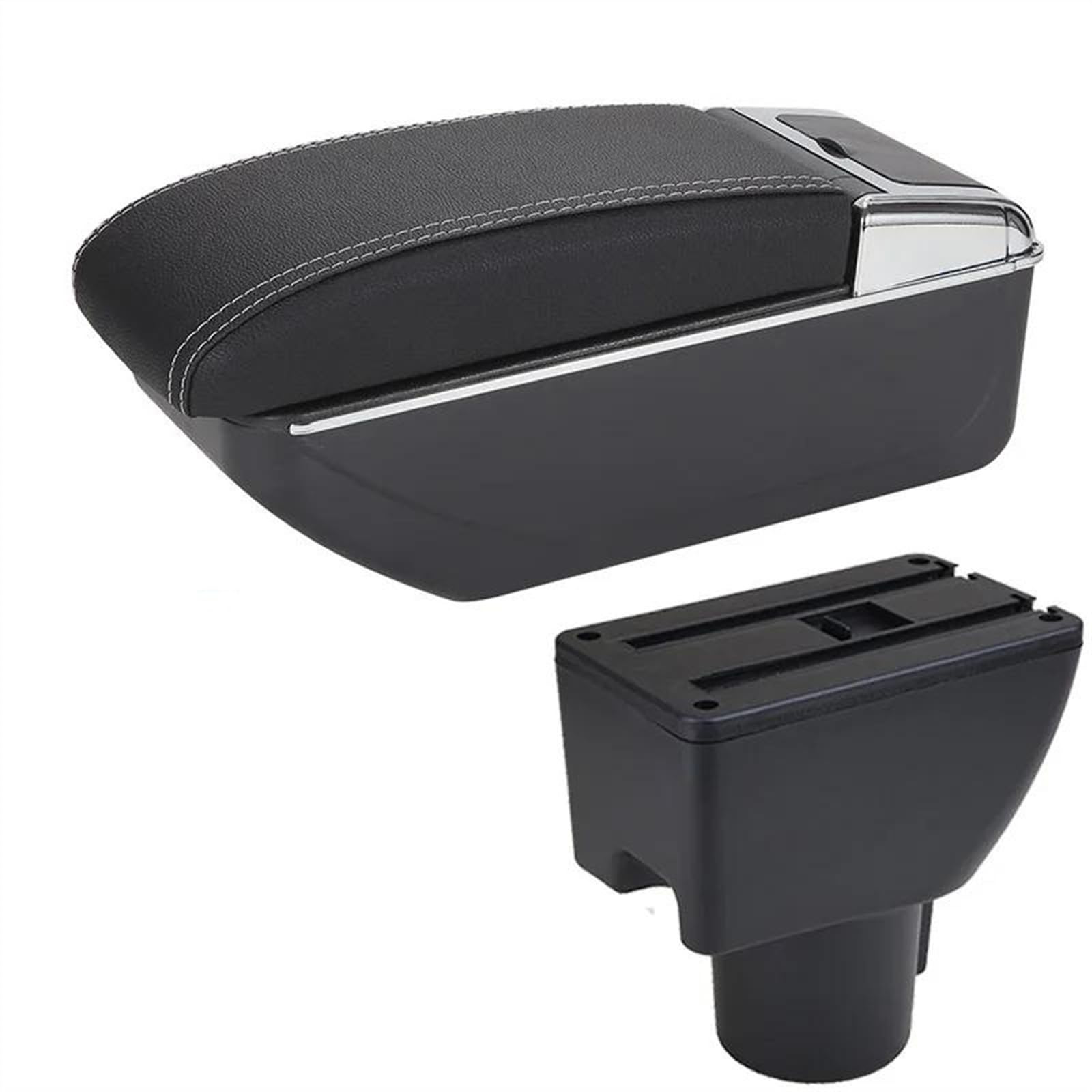 NMJLQW Storage Rack Car Center Console Storage Box Multifunctional Armrest Storage Box Interior Accessories For Getz(D3 Black white No USB)