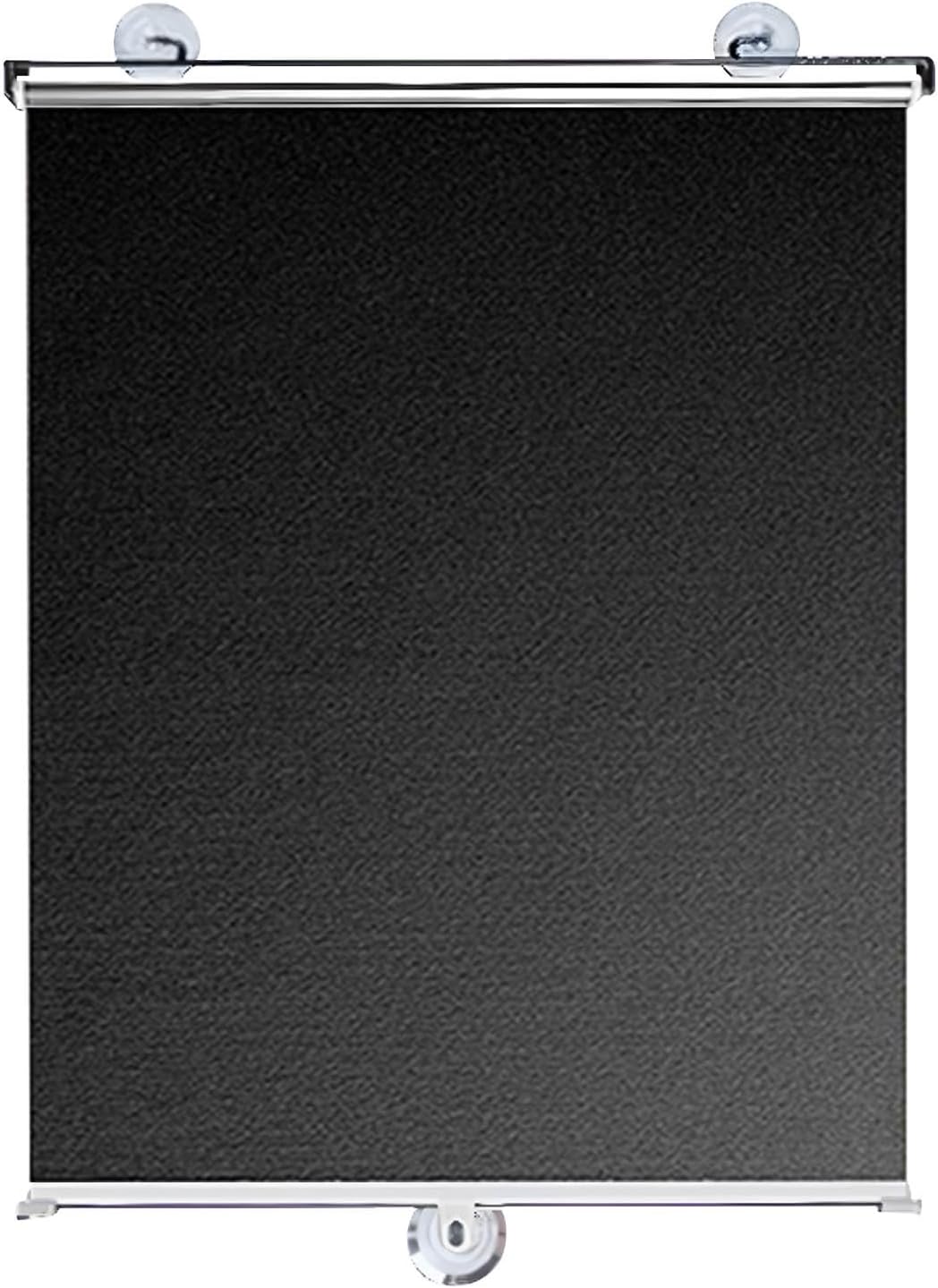 Suction Cups No Drill Blackout Roller Shades Privacy Window Cover for Car, RV, Office, Bathroom, Nursery, Bedroom, Balcony Glass Easy Install Custom Size, Vertical/Horizontal Mount(14" x 72")
