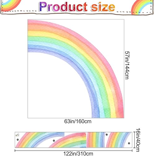 Miniatura 2 de Amaonm - Calcomanías de pared de acuarela de estilo bohemio, extraíbles, grandes, calcomanías de pared gigantes, autoadhesivas, colores pastel,