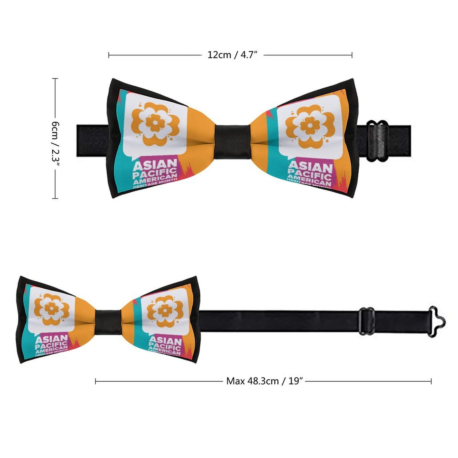 GoasNei Asian American And Pacific Islander Heritage Month Bow Tie for Men Adjustable Necktie Funny Tie Neck Ties for Weddings Party