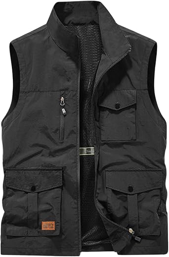 Dgoopd Outdoor Hiking Vest for Men Sleeveless Lightweight Quick Dry Travel Fishing Summer Jacket Vests with Multi Pockets
