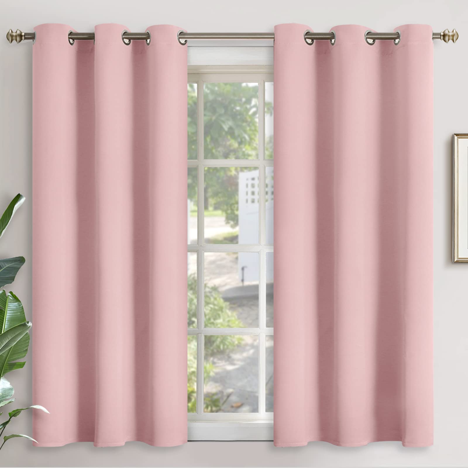 YoungsTex Baby Pink Blackout Curtains 45 Inch Long for Short Window - Thermal Insulated Drapes with Grommet Room Darkening Privacy for Nursery Kids Girl Bedroom, 2 Panels, 42 x 45 Inch — image 1