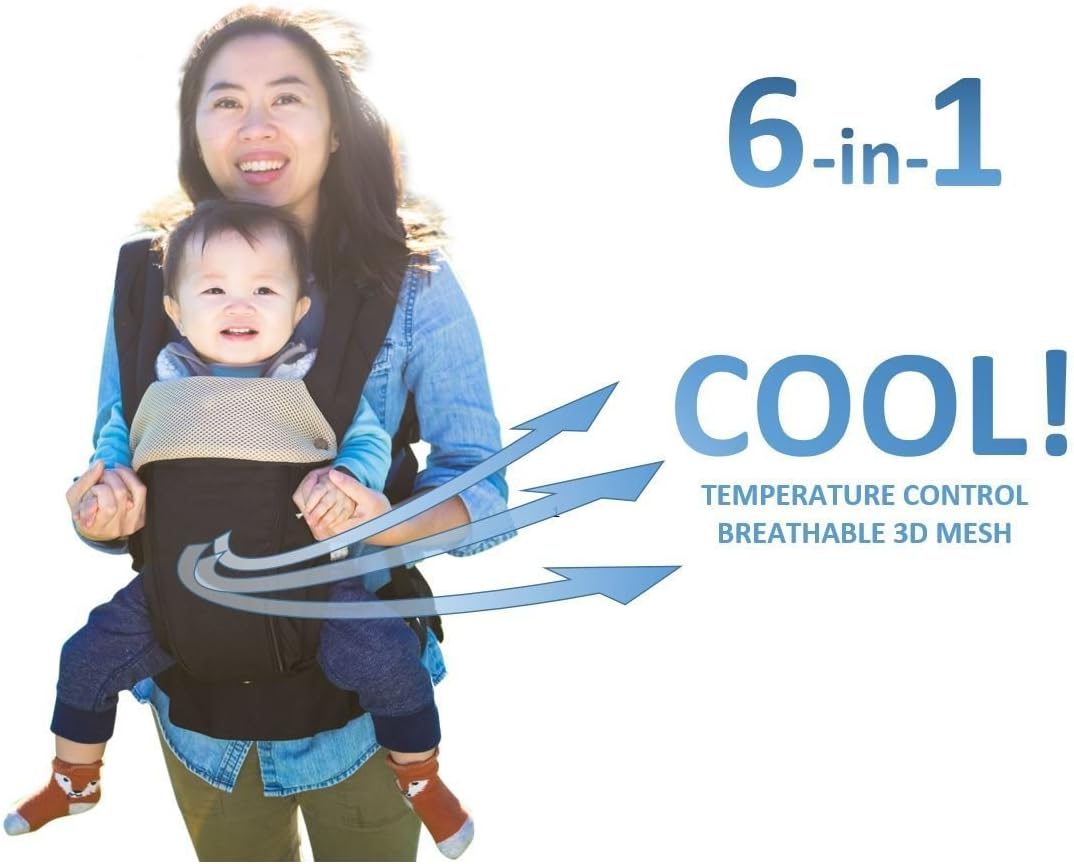360 Ergonomic Baby Carrier - All Season Baby Sling - 6 Position, Easy Breastfeeding, One Size Fits All - Adapt to Growing Baby (Newborn, Infant & Toddler). Great Hiking Backpack Carrier
