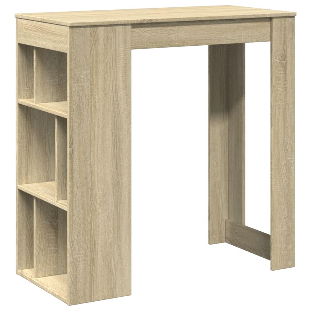 Table de bar haute 102 cm meuble de cuisine avec rangement chêne Sonoma
