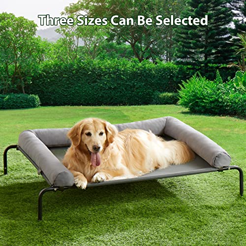 Cooling Elevated Dog Bed for Large Dogs – Waterproof Raised Dog Cot with Slope Headrest, Breathable Teslin Mesh, Durable & Portable Pet Bed for Indoor and Outdoor Use, Grey - Image 3