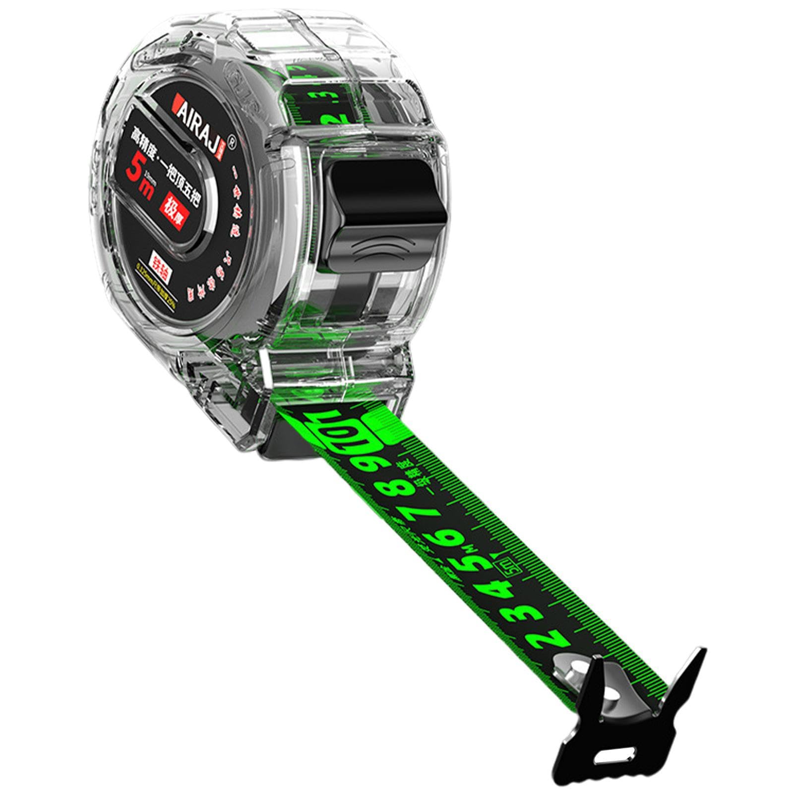 Fluorescent Stainless Steel Tape Measure, Wear Resistant Thick Tape Measure, Transparent Steel Tape Measure, Self-locking Tape Measure Precision