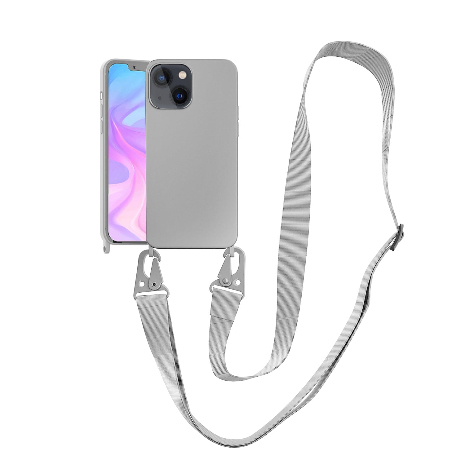 Custodia IPhone 13 Mini Con Cordino E Catena, Silicone Liquido, Colori Vari, Tracolla Da Collo Regolabile - 2