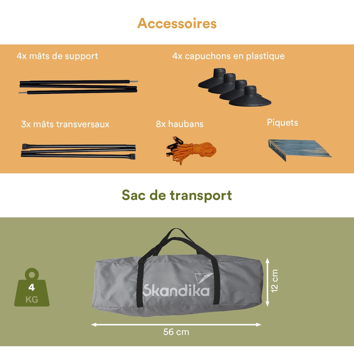 Skandika Bora Paravent de Camping 4,5 m / 6m |Brise-Vue avec mâts, Solide, sans Trou, Protection Solaire, clôture Mobile |Jardin, Plage, terrasse, Balcon