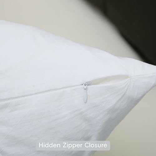 Miniatura 10 de MooMee Fundas de almohada de 100% algodón lavado con textura similar al lino transpirable duradero suave cómodo (gris crema, Queen)