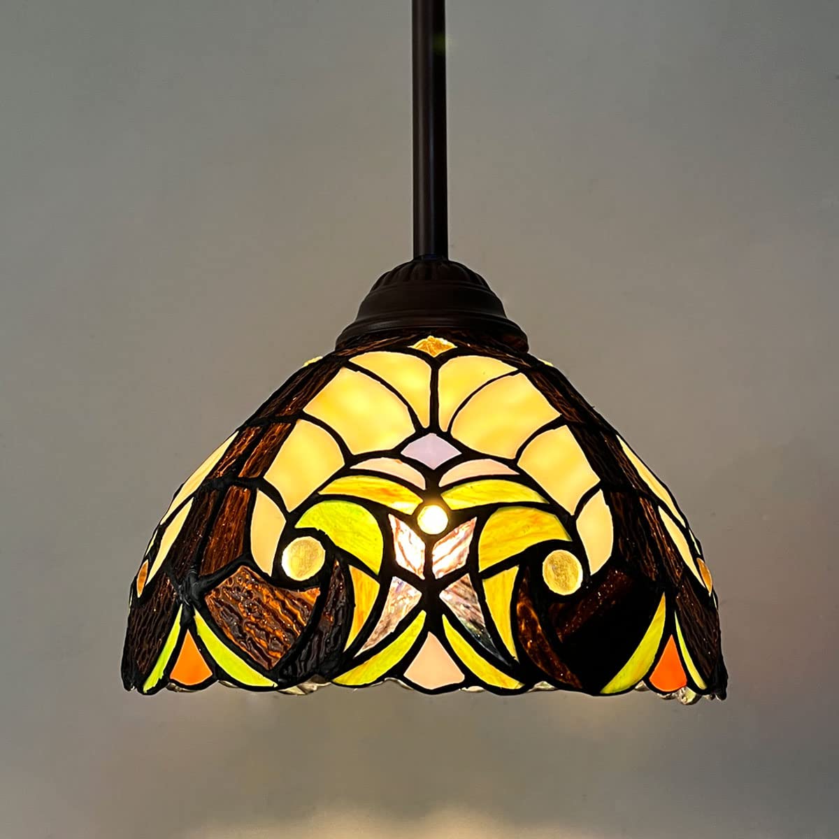 Buy Doowin Tiffany Style Pendant Light, 8” Wide Vintage Victorian Style