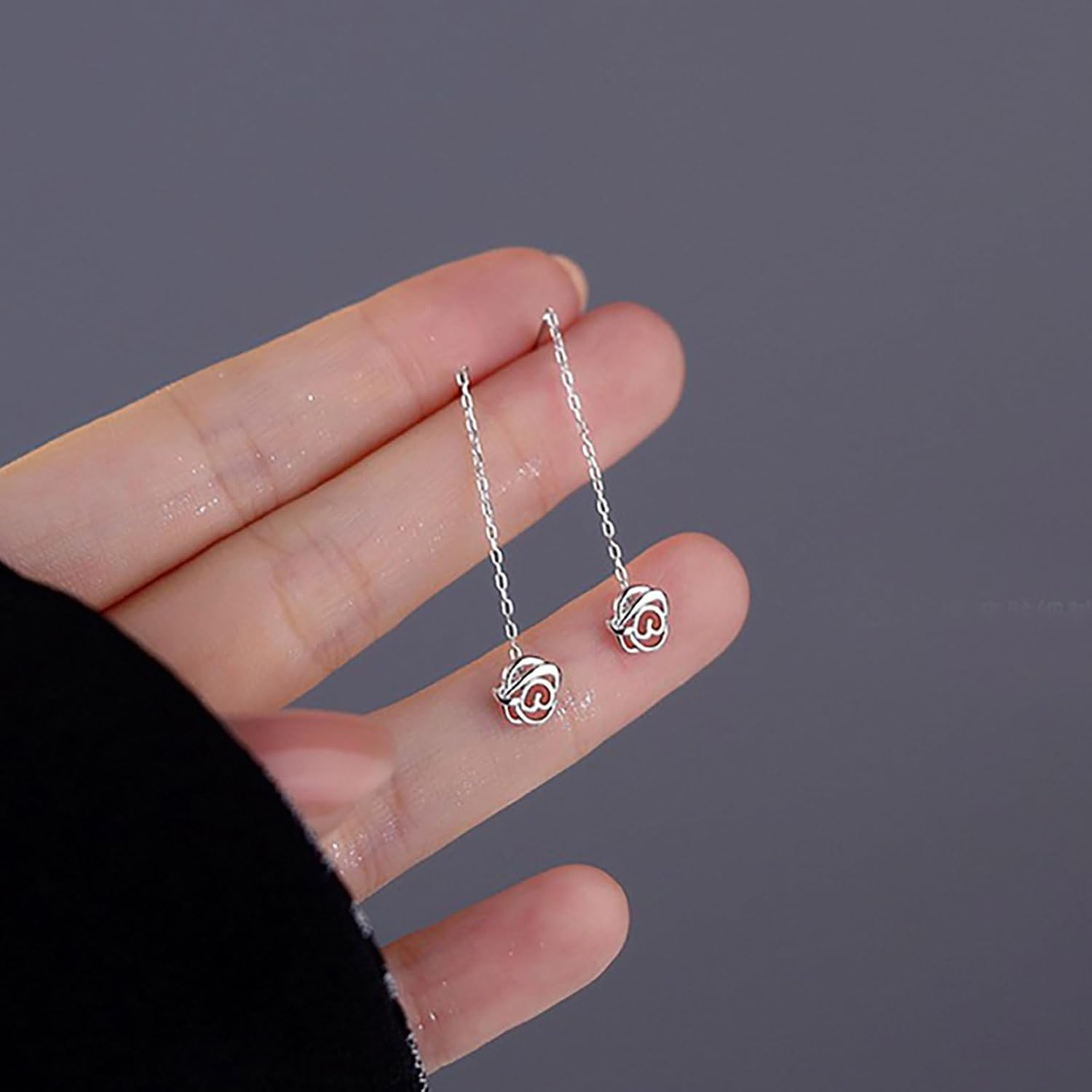 Boho Tassel Chain Threader Earrings Vintage Flower Threader Earrings Flower Tassel Chain Dangle Earring Long Pull Through Earring for Women(Gold) - Image 7