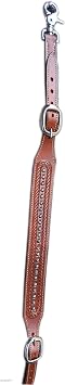 EU Equestrian Hand-Tooled Decorative Custom Wither Strap with Stainless Steel Buckle, TAN /BROWN