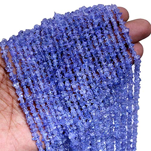 Natural Pack of 2 Strand 34â€ Tanzanite Uncut Chips Beads/Freeform Shape Gemstone Beads|4-5 mm Plain Uneven Smooth Beads for Jewelry Making | Loose Beads | AAA Quality| Nugget Chips