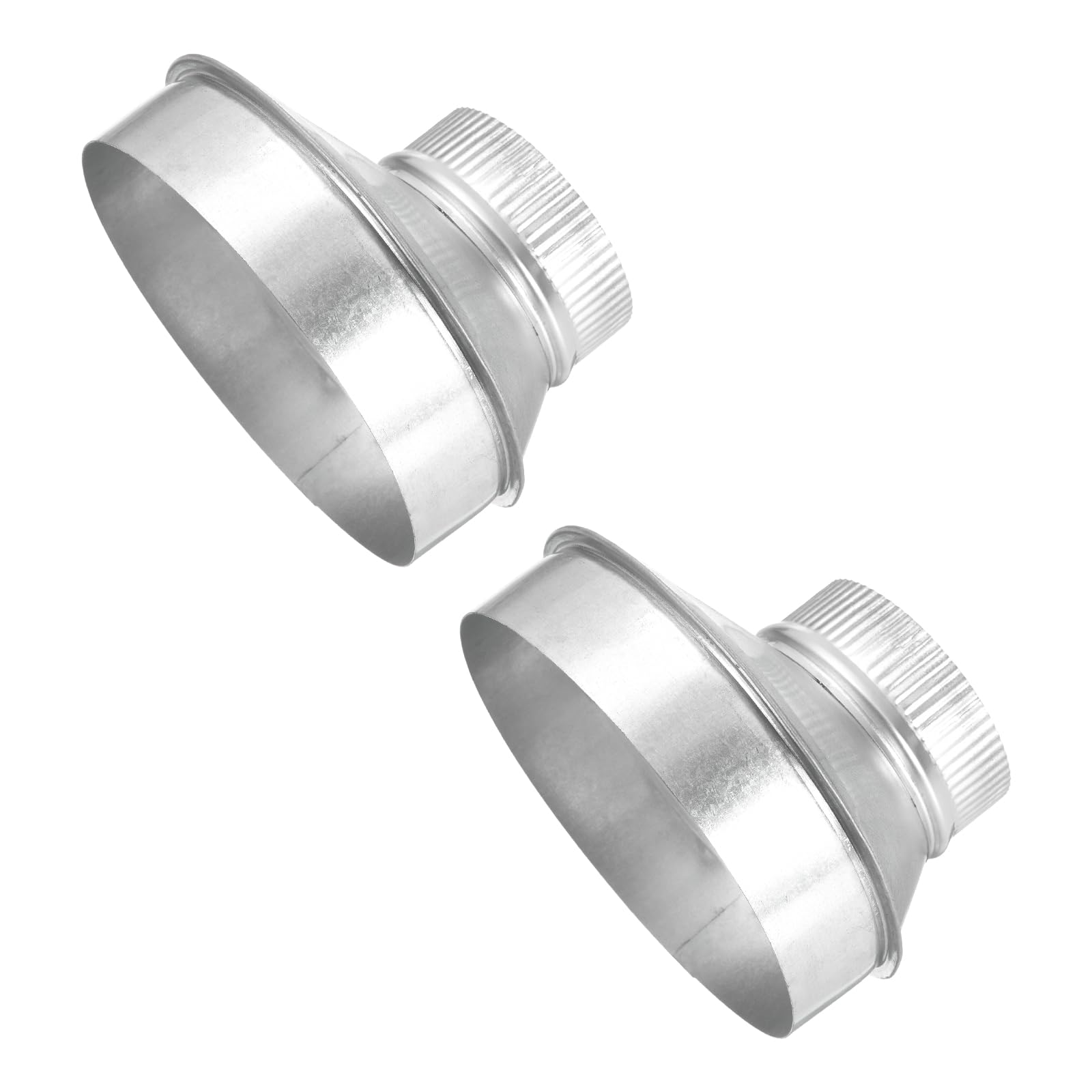 sourcing map 2 Pcs Eccentric Duct Reducer (180mm to 100mm) - Galvanized Steel Crimped End Ducting Adapter Increaser Round Air Duct Connector for HVAC Ventilation, Silver