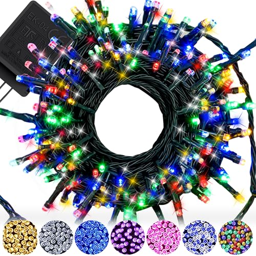 LEDイルミネーションライト 100球 10m 室内用 クリスマスツリー デコレーション AC電源対応 コンセント コントローラー付き 8モード ハロウィン パーティー バレンタインデー 新年 祝日 結婚式 誕生日 学園祭 飾りライト 自宅 玄関 窓 フェンス パーティーライト (4色ミックス)