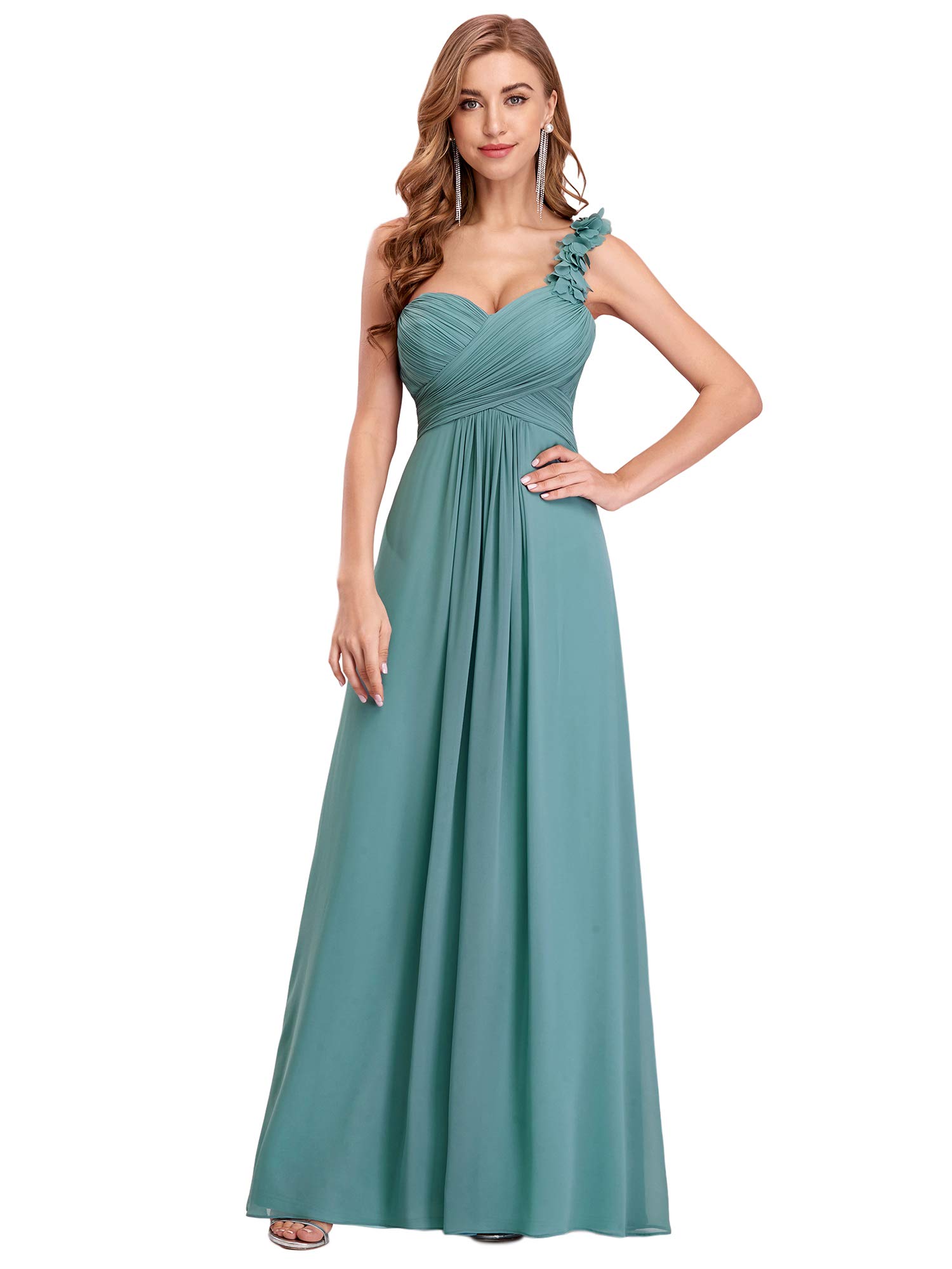 Ever-Pretty Womens Elegant One Shoulder Empire Waist Flowy Maxi Bridesmaids  Dress 09768-USA