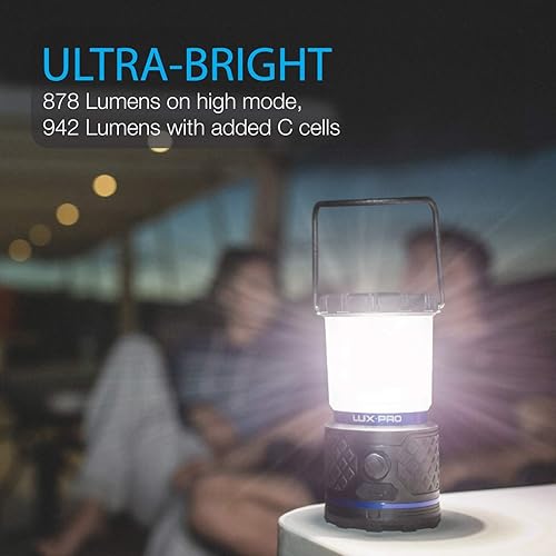 Miniatura 8 de LUXPRO Linterna LED recargable de doble potencia de 940 lúmenes con lente difusa para hasta 155 horas de uso, linterna de campamento con banco de