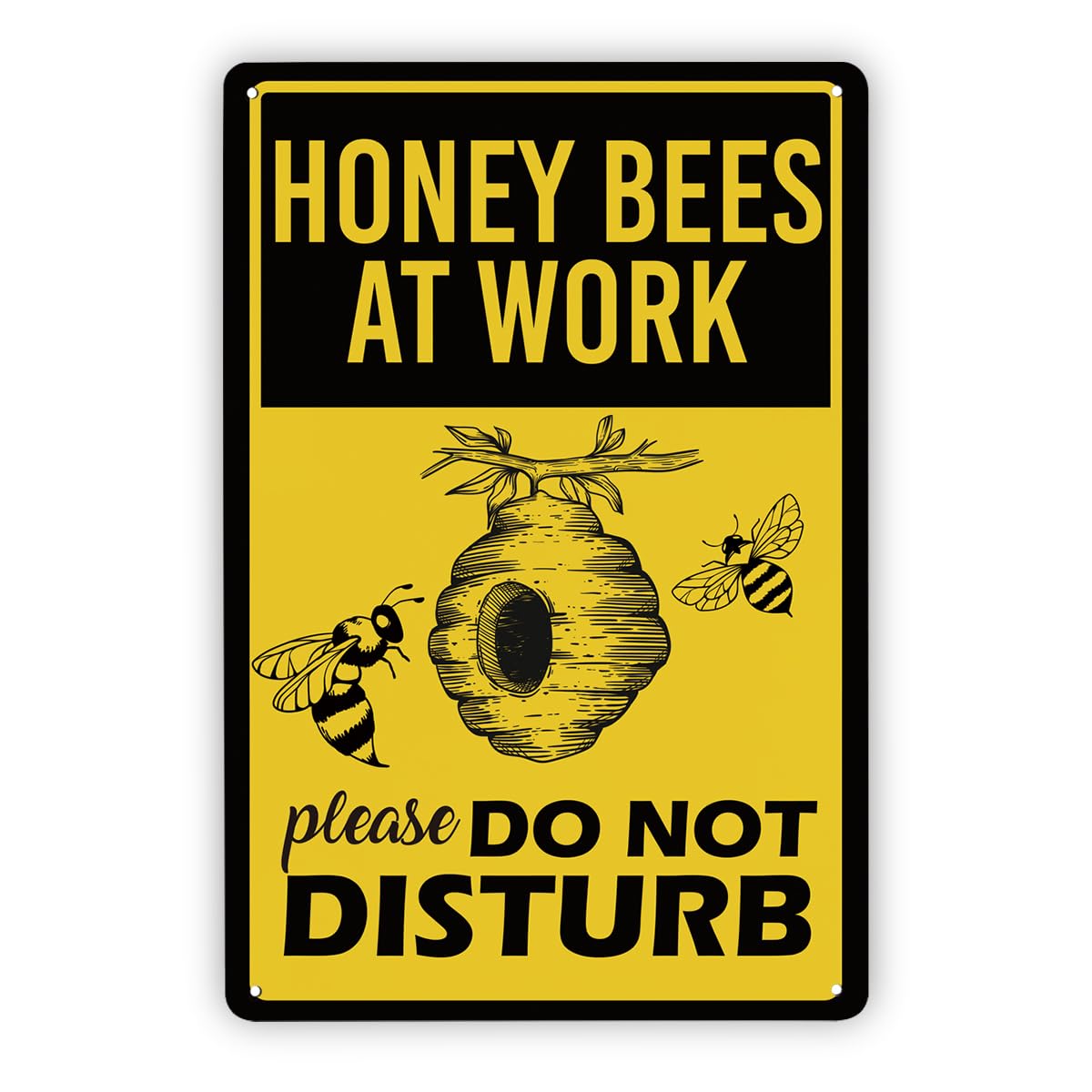 Caution Bees At Work Tin Sign, B40 Farm Fence Decor