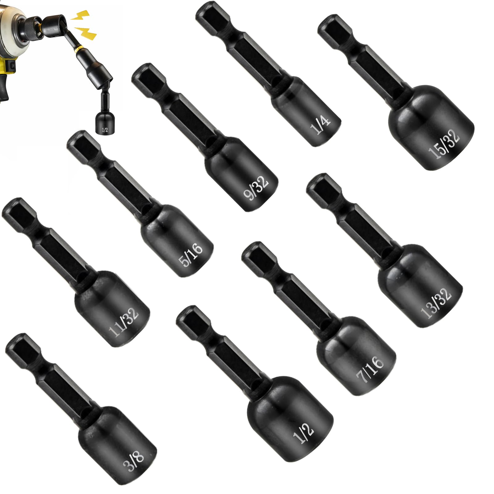 Amazon.co.jp: 9-PCS 磁気ナットドライバーセット - インパクトドリル