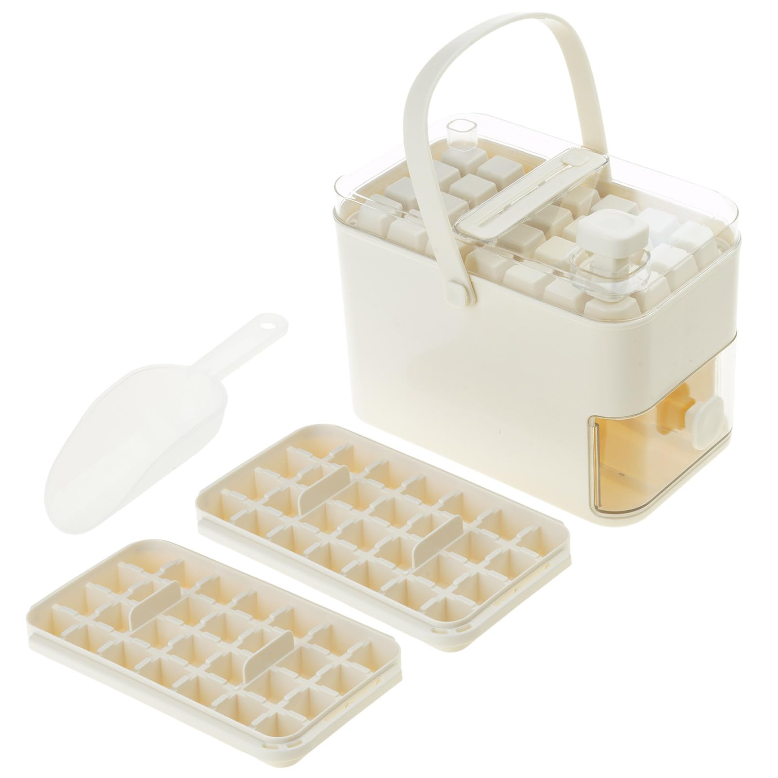 Tsophreniq Press Type Ice Box with Lid and Bin Ice Maker Mold Easy Release Trays Storage Box for Freezers Enduring Tray with Lid and Bin