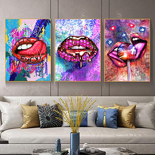 Affiche Pop Art Graffiti Lèvres Vierges pour Déco Salon 20x30