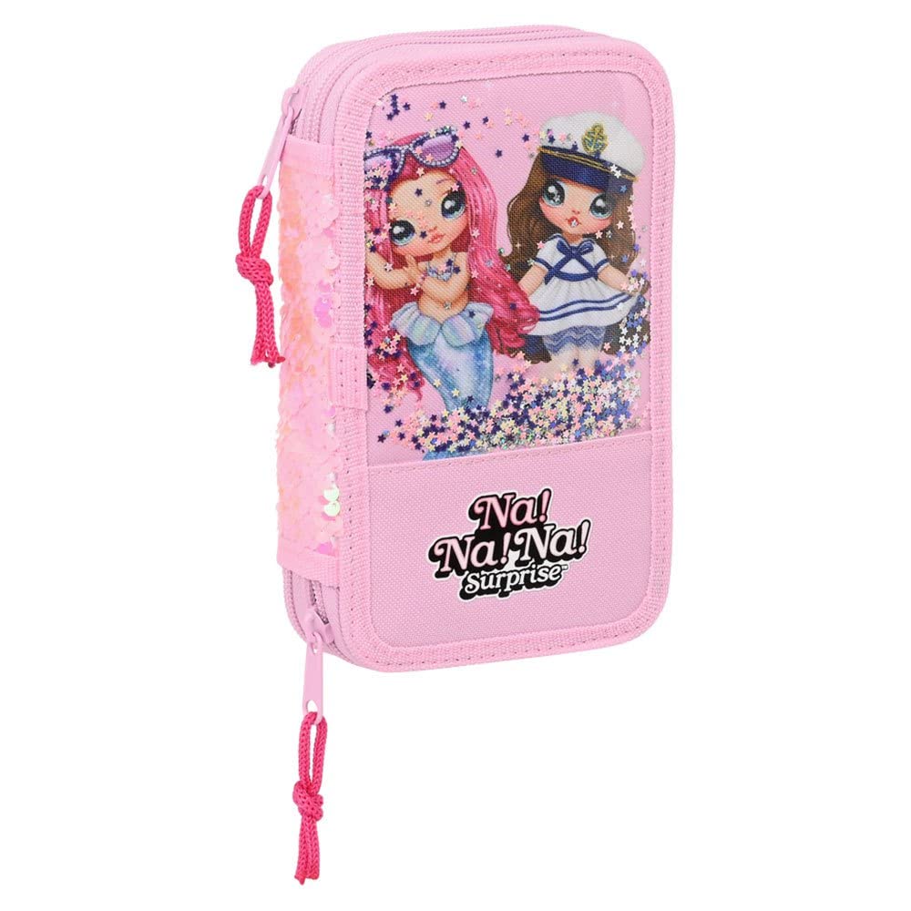 Safta-Plumier Doble Pqño 28 Pcs Nanana Sparkles 12,5X19,5X4Cm, Multicolor (412264854)