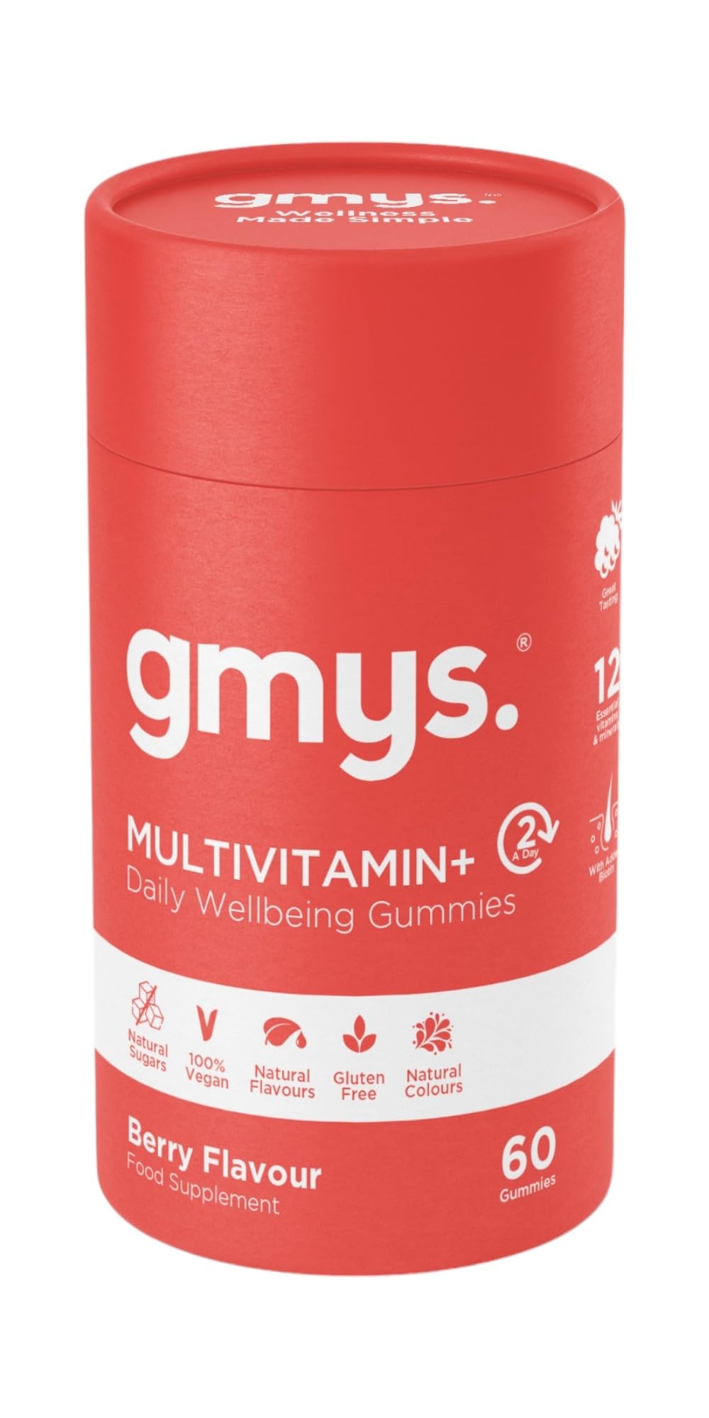gmys Multivitamin+ Daily Wellbeing Gummies - Vitamin C Gummies with Zinc, Biotin & Folic Acid - Immune Support, Energy Boost & Beauty Enhancement - 12 Essential Nutrients - 60 Gummies