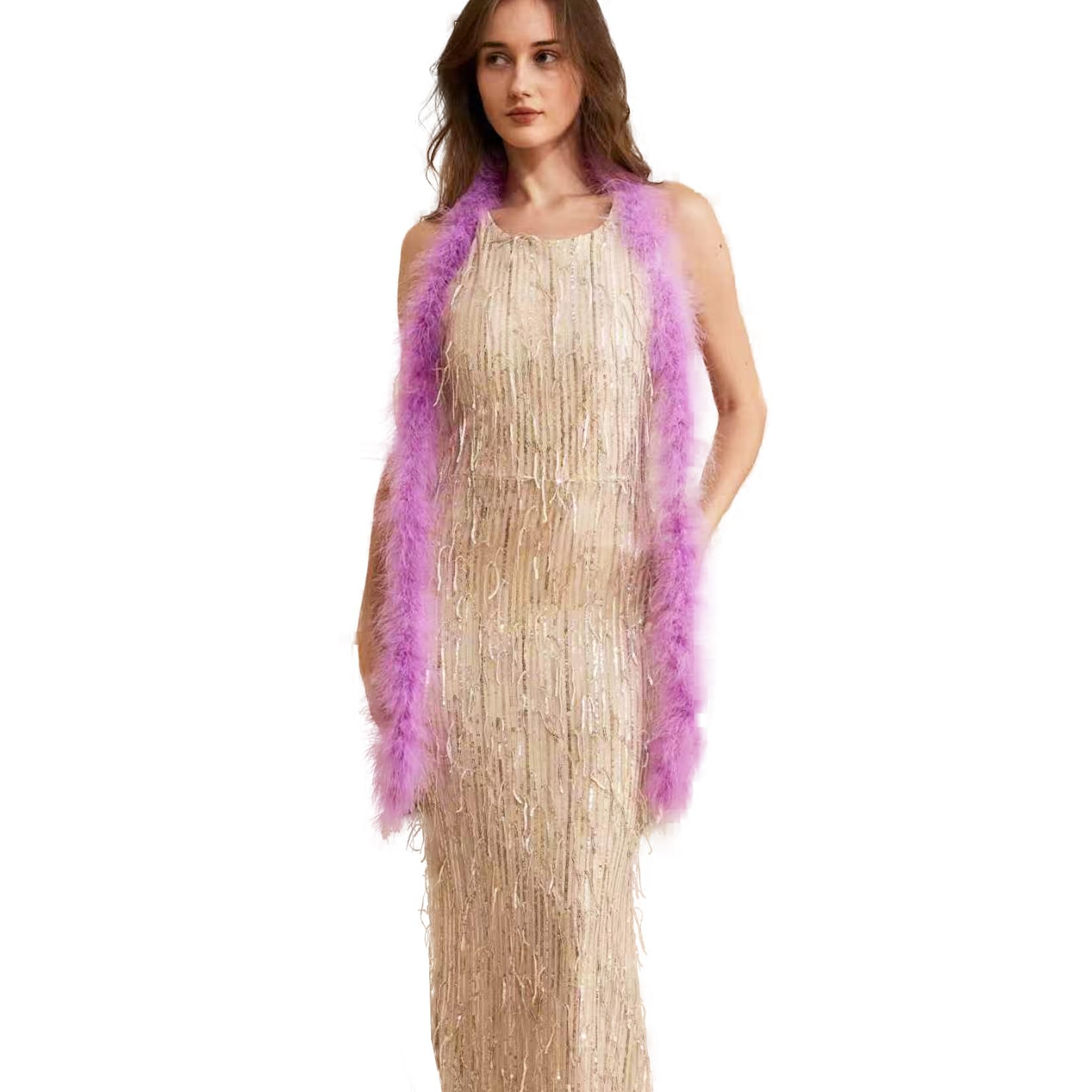 Happy Feather Boa en plumes de marabout duveteuses de 1,8 m x 30 g pour loisirs créatifs, couture, décoration, maison, fête de mariage