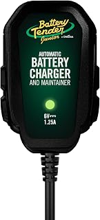 Battery Tender Junior 6V, 1.25A Battery Charger and Maintainer: Fully Automatic 6V Automotive Battery Charger for Cars, Motorcycle, ATVs, and More - SuperSmart Battery Chargers - 022-0196