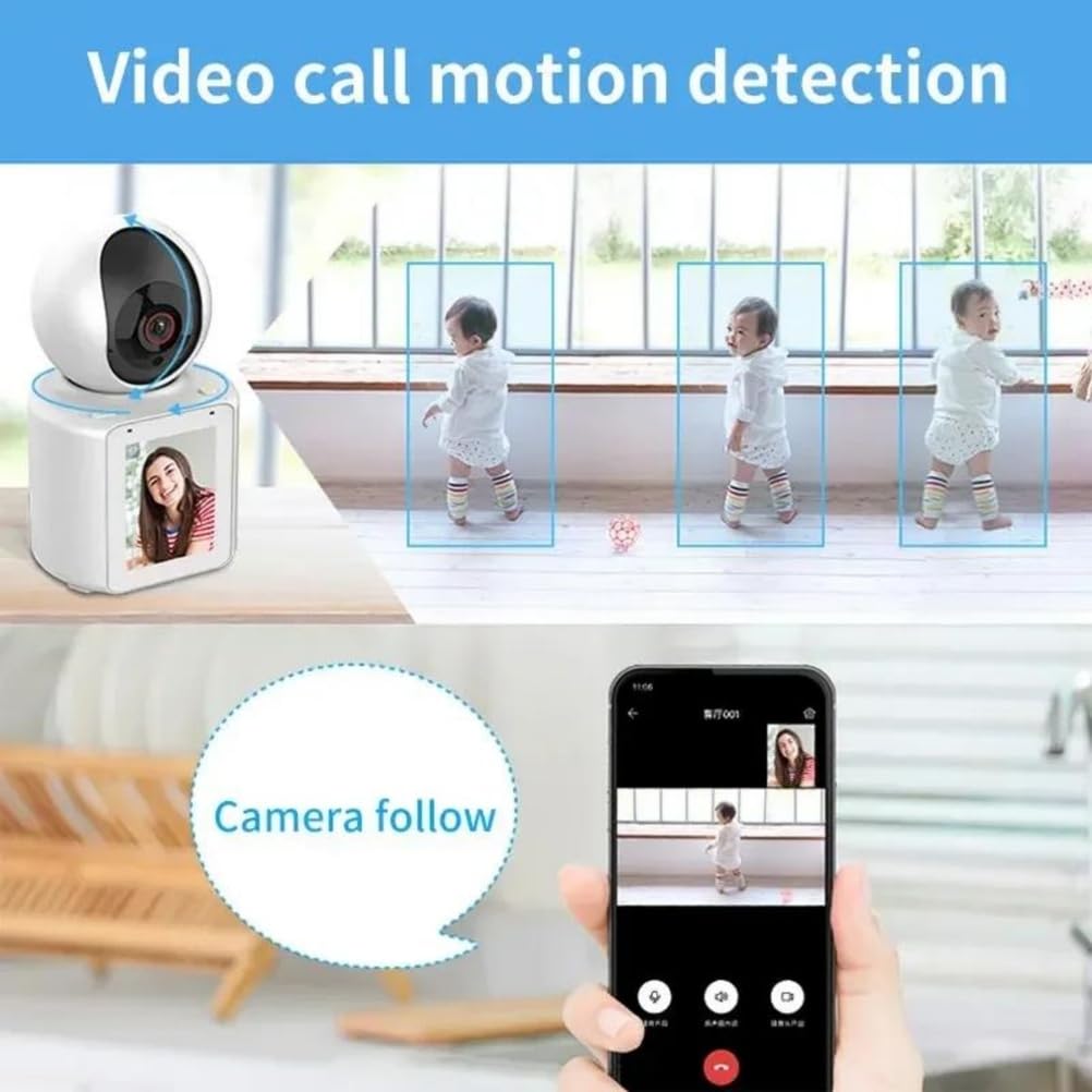 Monitor per Bambini E Anziani Videochiamata Interfono Telecamera di Casa HD Telecamera per Bambini Wi-Fi Telecamera Interna Tracciamento Mobile Visione Notturna Interfono Bidirezionale