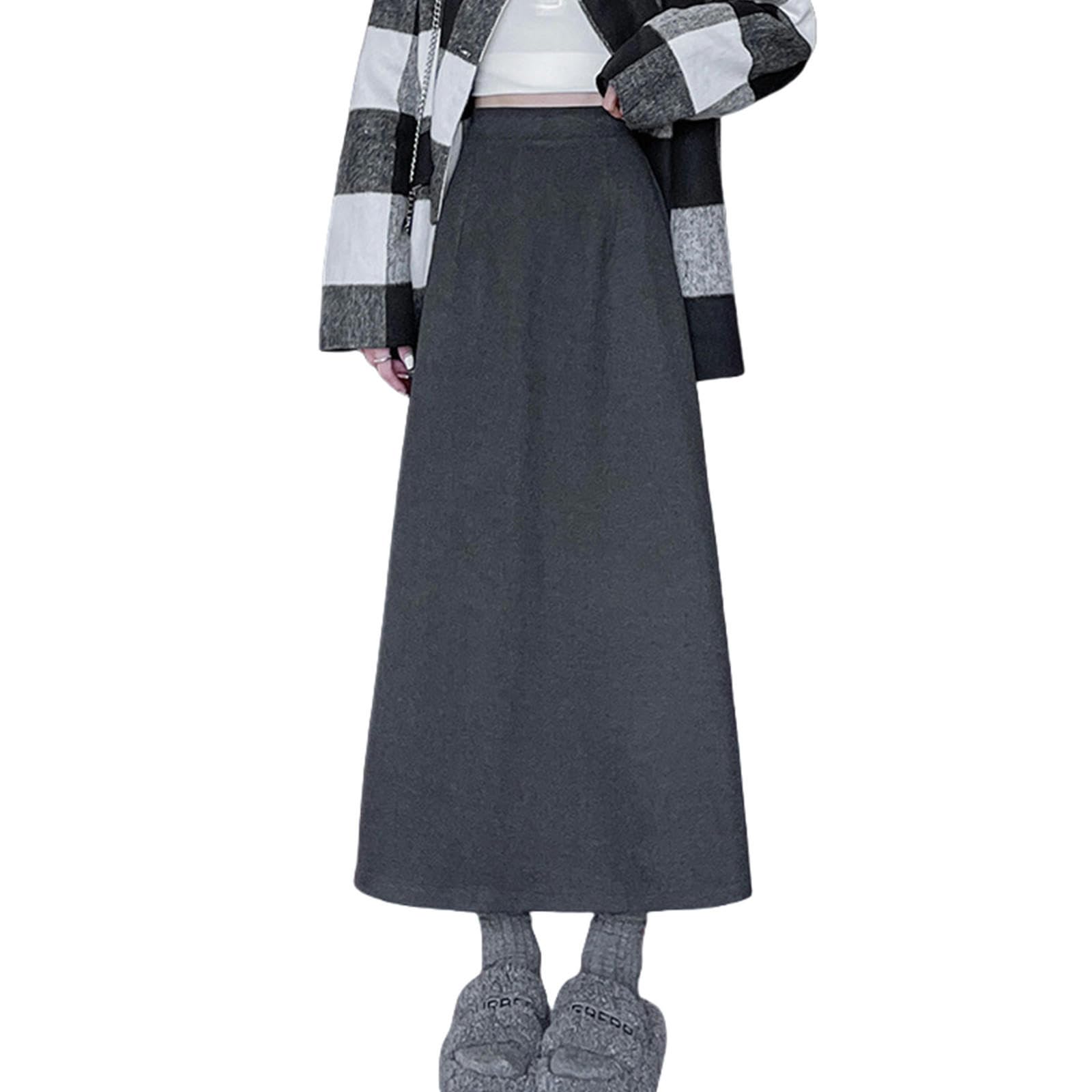 Gonna Donna Gonna Hip A metà Lunghezza della Vita Alta da Donna-Gonna Lunghe alla Moda Autunnale Inverno per Eleganza E Comfort-Grigio-m