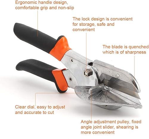 Miniatura 6 de Tijeras de inglete, mango antideslizante de 45 a 135 grados, herramienta de corte para madera suave, plástico, PVC, cortador de corte multiángulo