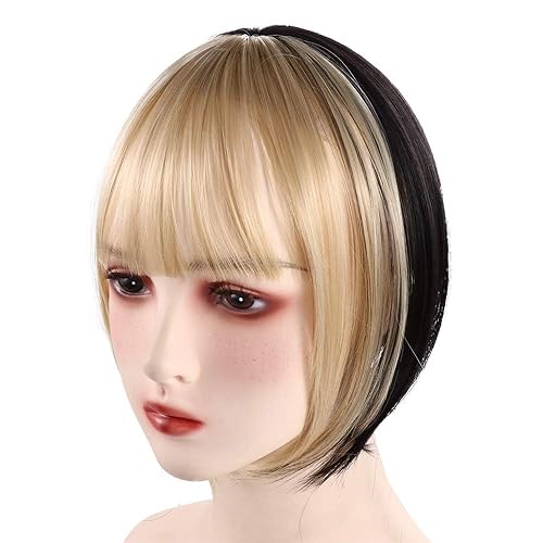 Flequillo de aire de costura de dos colores con clip en el cabello, postizo sintético falso flequillo clip en extensiones de cabello clip en piezas