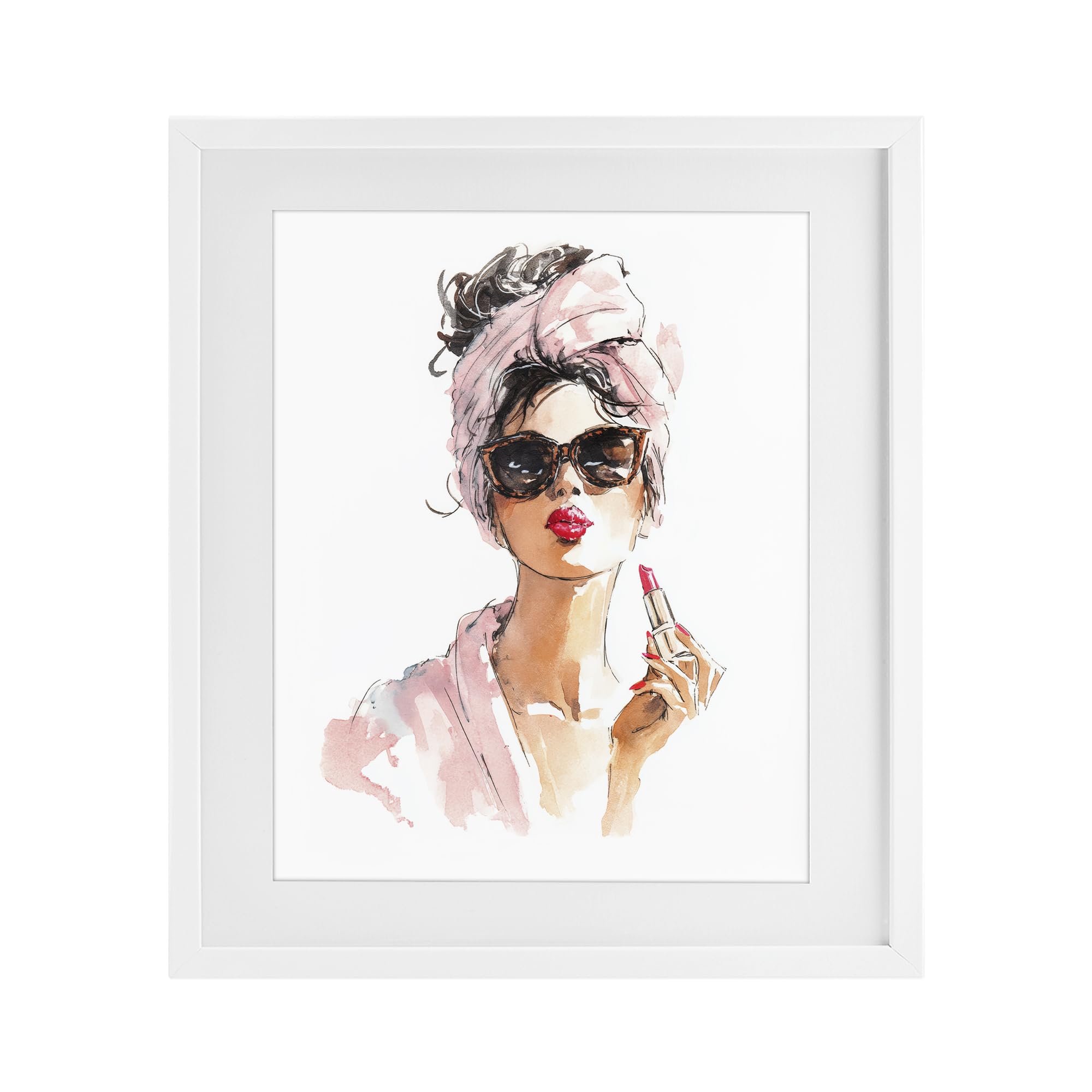 Stupell Industries Coastal White (Textured) 'Velour Secrets Lipstick'| Framed Print Under Glass