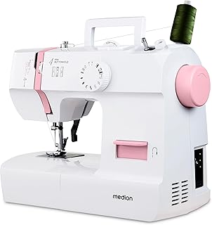 MEDION Nähmaschine SM70 (70 Watt, 12 verschiedene Stichmuster, LED Nählicht, einstellbare Stichlänge, Rückwärtstaste, Fadenschneider, MD11179) rosa