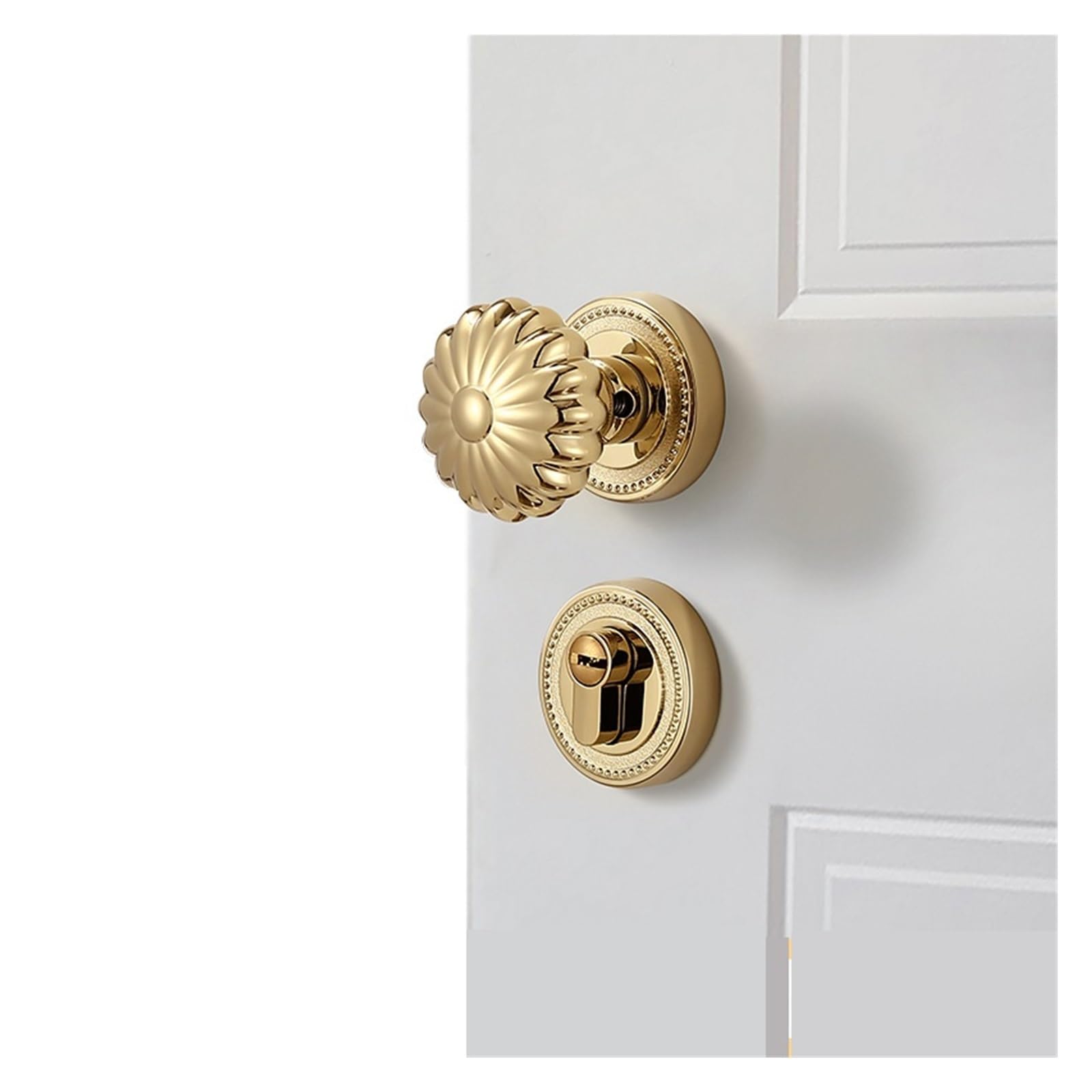 NYRXRYTCA Spherical Door Lock Spherical Lock Simple American Indoor Door Lock Gold Silver Silent Split Room French Door Lock(Bright Golden)