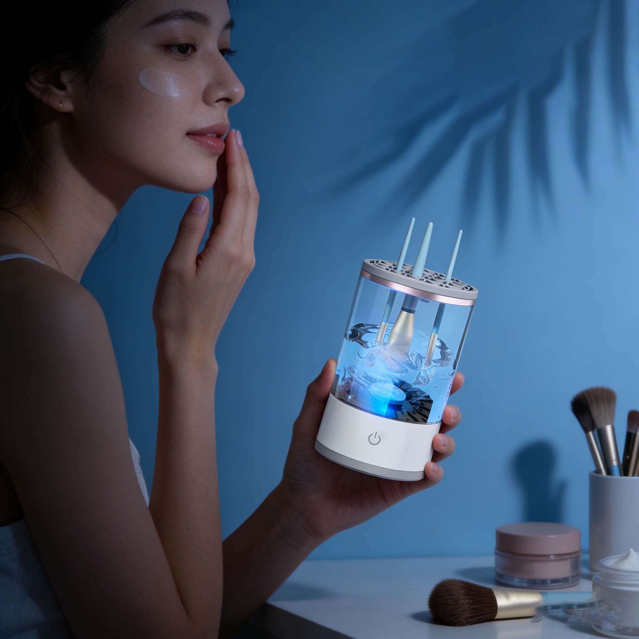 Kosmetikpinsel-Reiniger-Maschine, elektrische Make-up-Pinsel-Reiniger-Maschine, Automatisch drehender Make-up-Pinselreiniger für alle Größen Make-up-Pinsel (1)