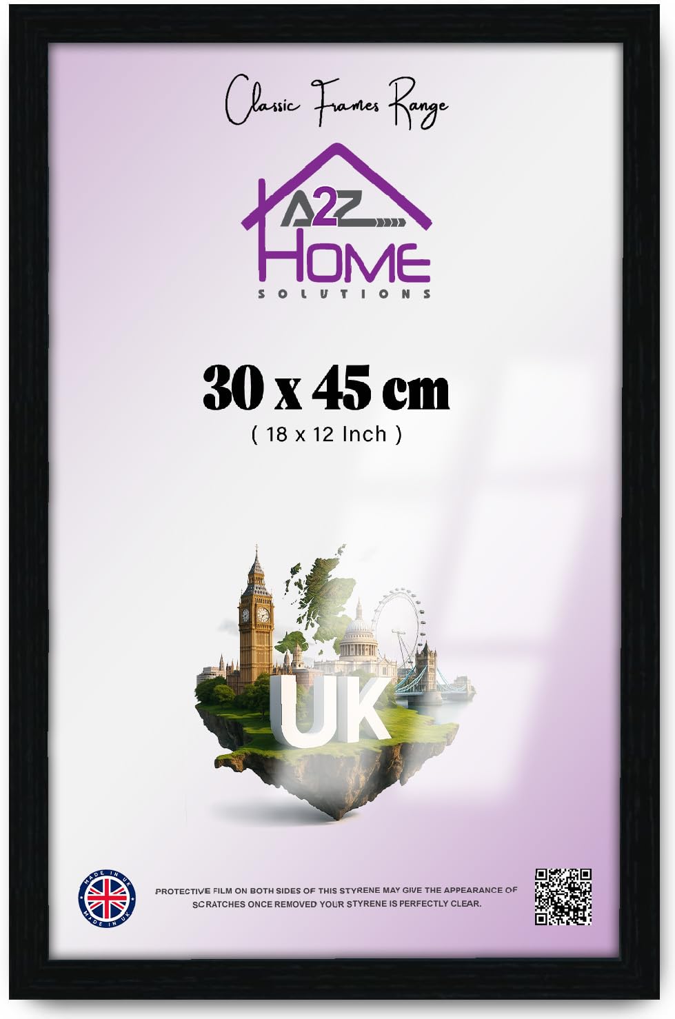 A2Z Home Solutions Stylish Ready-to-Hang MDF Poster Frame 30 x 45 CM | Clear HD Perspex | Solid Hanging Clip | Shrink Wrapped | Enhance Any Interior Space: Home, Office, Studio & Beyond [Black]