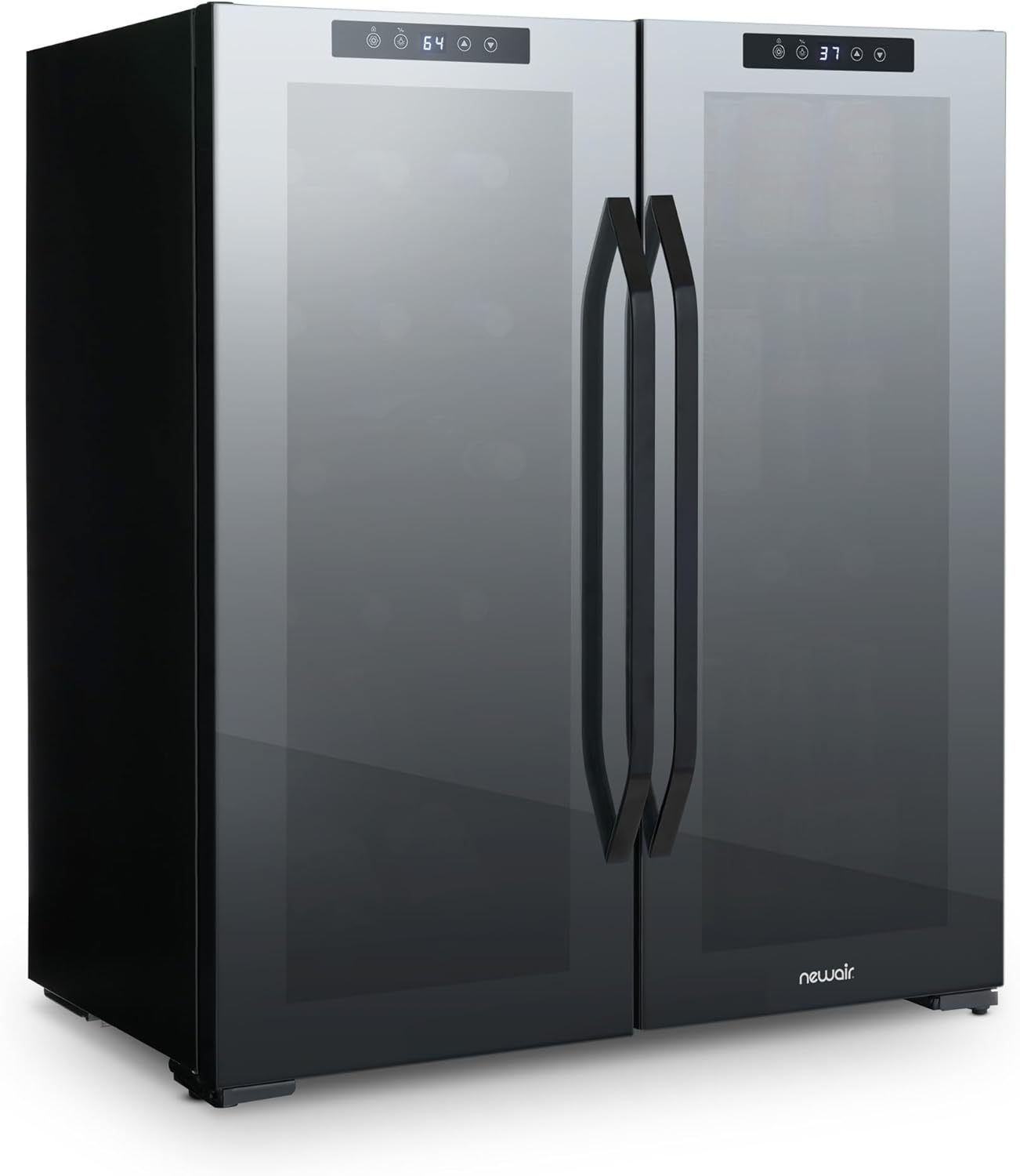 NewAir 27" Wine and Beverage Refrigerator, 18 Bottle and 59 Can Dual Zone Drink Cooler, Beverage and Wine Cooler Refrigerator with Double-Layer Tempered Glass Door