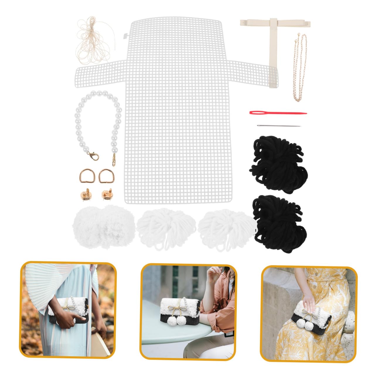 jojofuny 4 Set DIY per Creazione Borse Kit Materiali per Borse Tracolla con Imitazione e Creativo per Appassionati Fai da Te