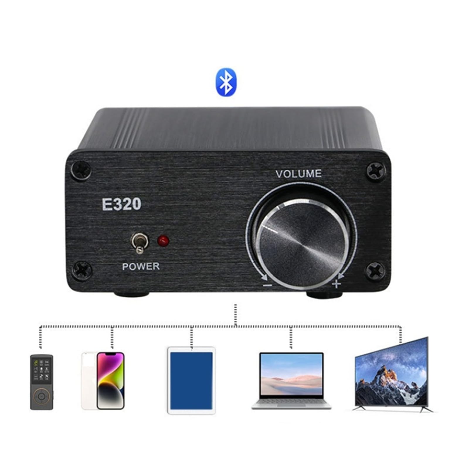 Amplificatore digitale professionale di classe D mini standard da tavolo Bluetooth portatile Hi-Fi da 100 W*2 12 V