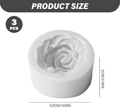 Rose Silicone Mold, 3Pcs 3D Flower Candle Soap Moulds for Crafts and Baking Random Color